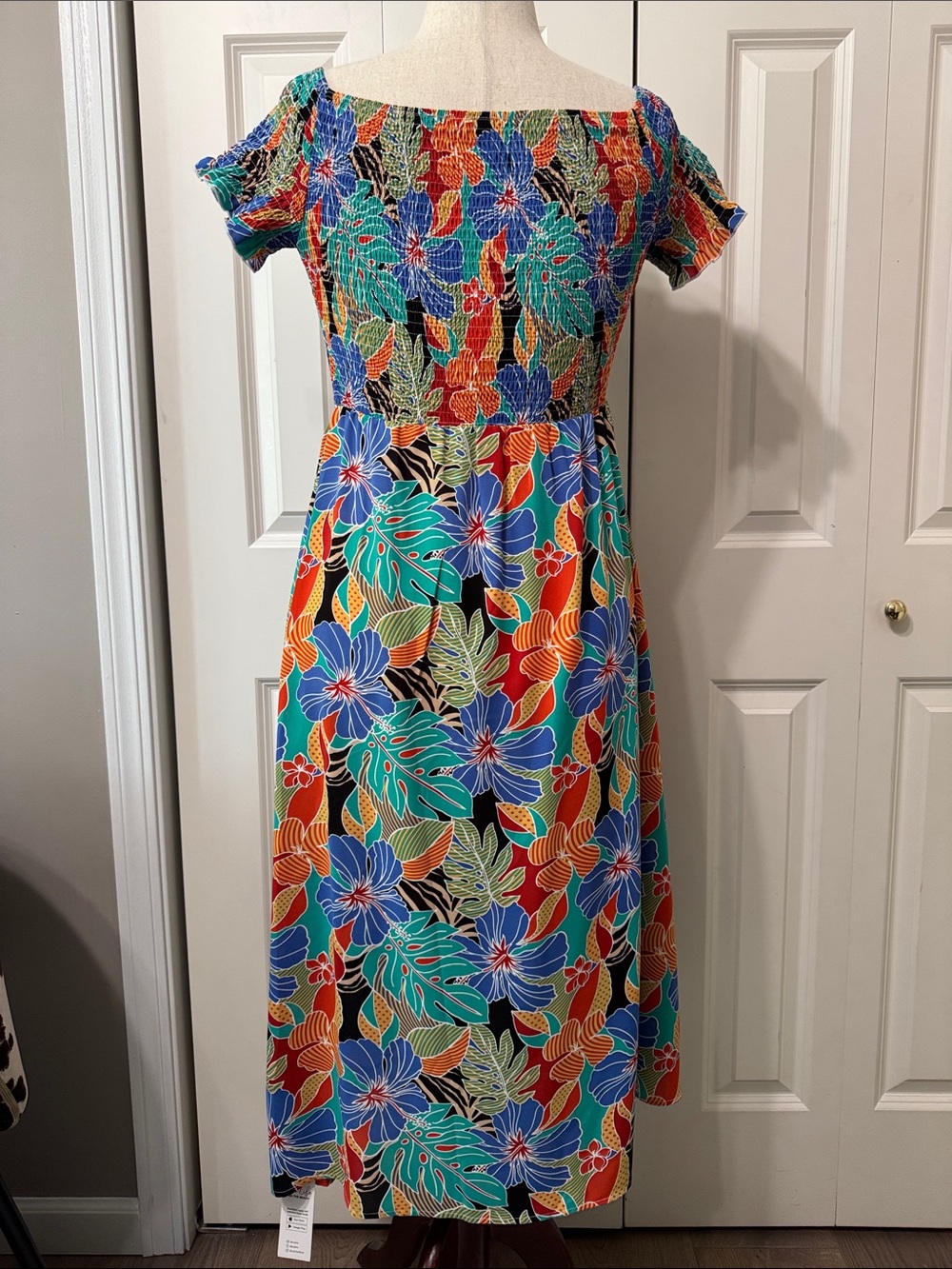 Cupshe Multicolor Tropical Midi Dress, Off or on shoulder - Picture 6 of 8